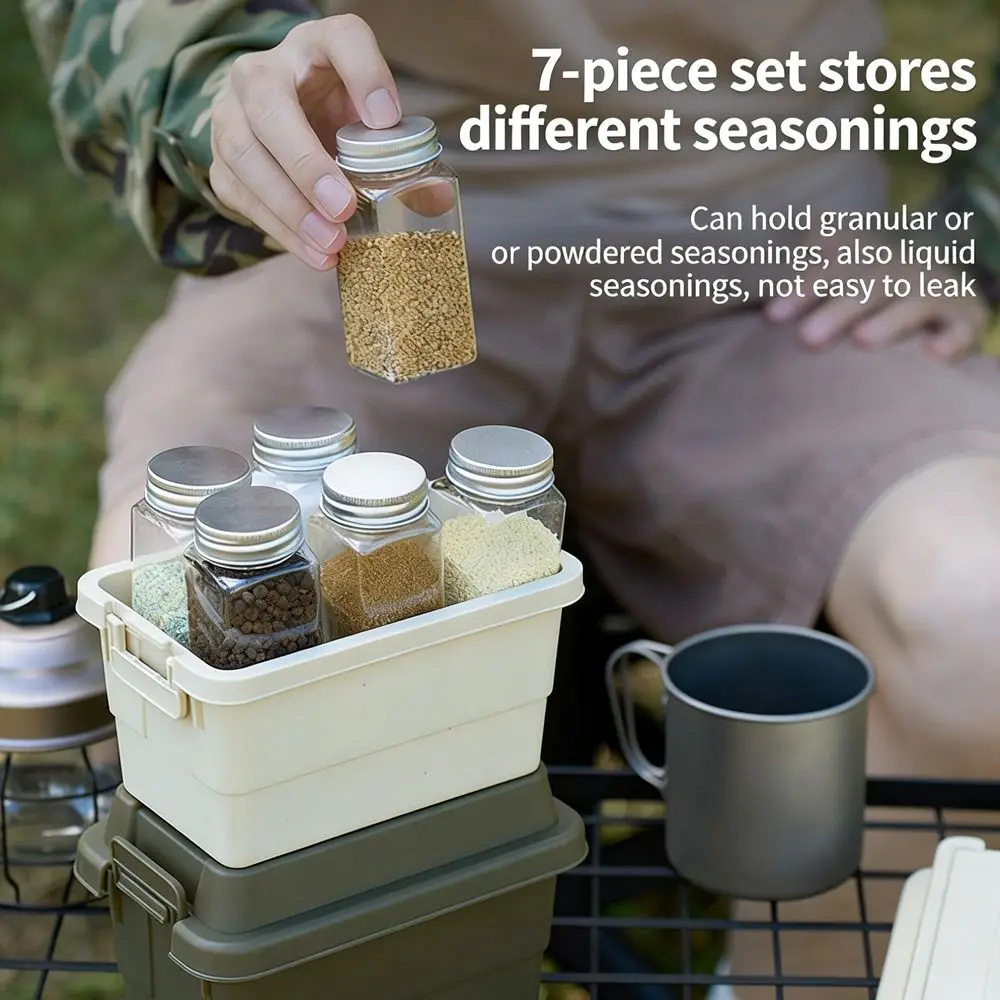 

1Set Seasoning Dispenser Bottle Outdoor Storage Box Portable Plastic Sundries Box Picnic BBQ Jar Spice Storage Bag Barbecue Tool