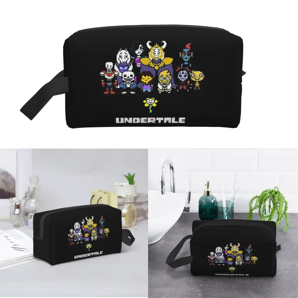 Undertale Gamer Gaming Makeup Bag Cosmetic Organizer Storage Dopp Kit Toiletry Cosmetic Bag for Women Beauty Travel