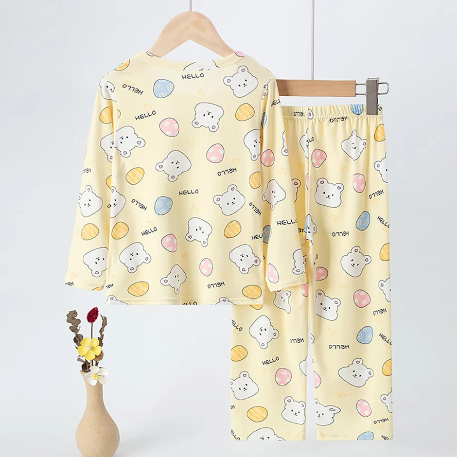 2-teiliges Herbst- und Winter-Mädchen-Set, süß und niedlich, langärmeliges Set, bequemes Unterhemd für Kinder, Hose mit elastischem Bund, Heimset – Detail 6