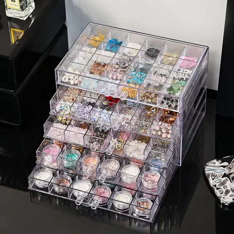 1pc Acrylic 3-Layer/5-Layer Jewelry Nail Accessories Storage Box, Transparent Ring Jewelry Display Box Room Aesthetic Decoration