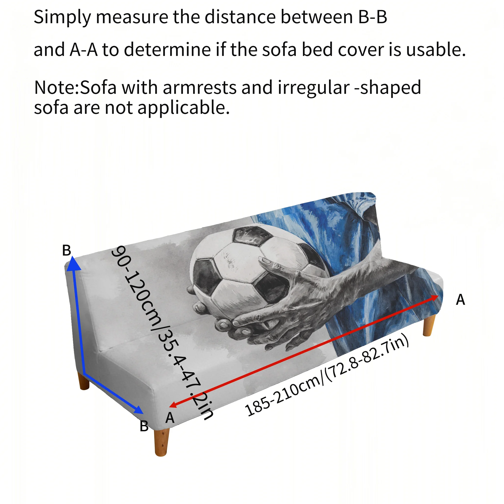 Handheld football pattern stretch sofa bed cover, living room sofa bed cover, dustproof machine washable sofa bed cover