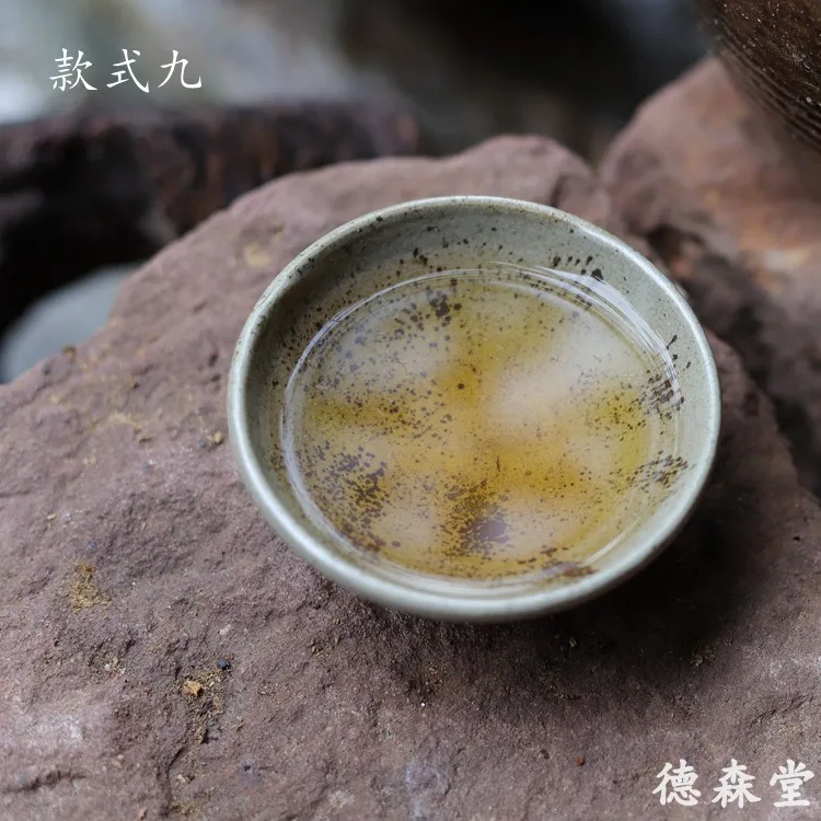 

Grass and Wood Gray Glaze Bamboo-Hat Type Cup Kiln Traditional Handmade Vintage Upscale Boutique Firewood Burning Stoneware