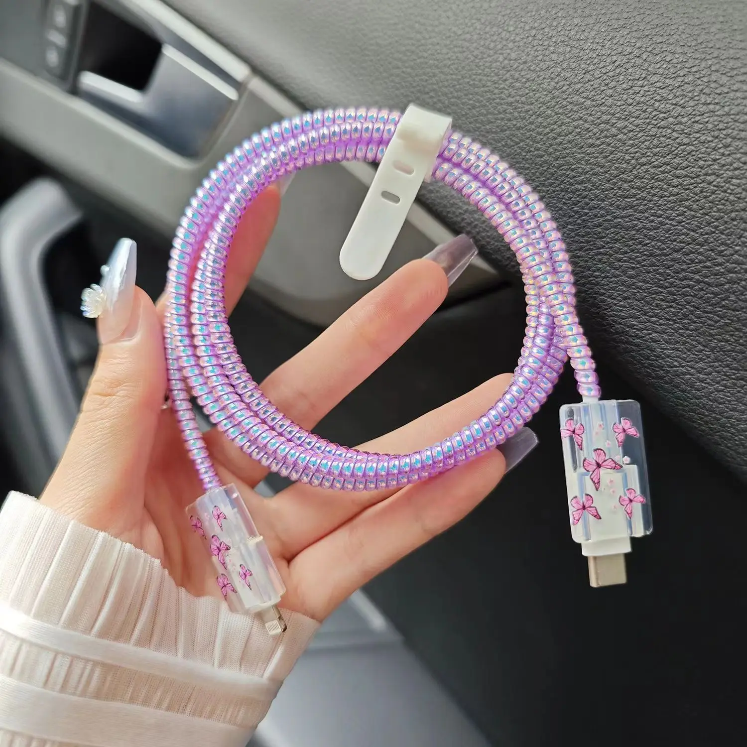 Butterfly/Love Heart Style Data Line Cable Protector For iphone 20W US Charger Fast Charger Adapter Protection Cover For Apple