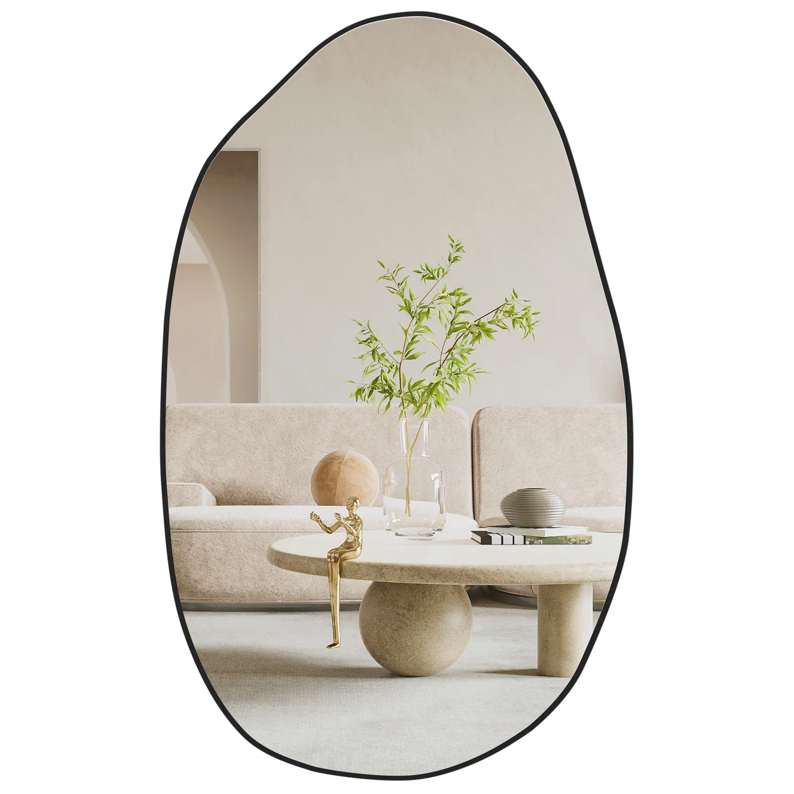 CASSILANDO Irregular Wall Mirror, Asymmetrical Mirror Wall Mounted, Unique Vanity Mirror,Shaped Dressing Mirror Decorative for L