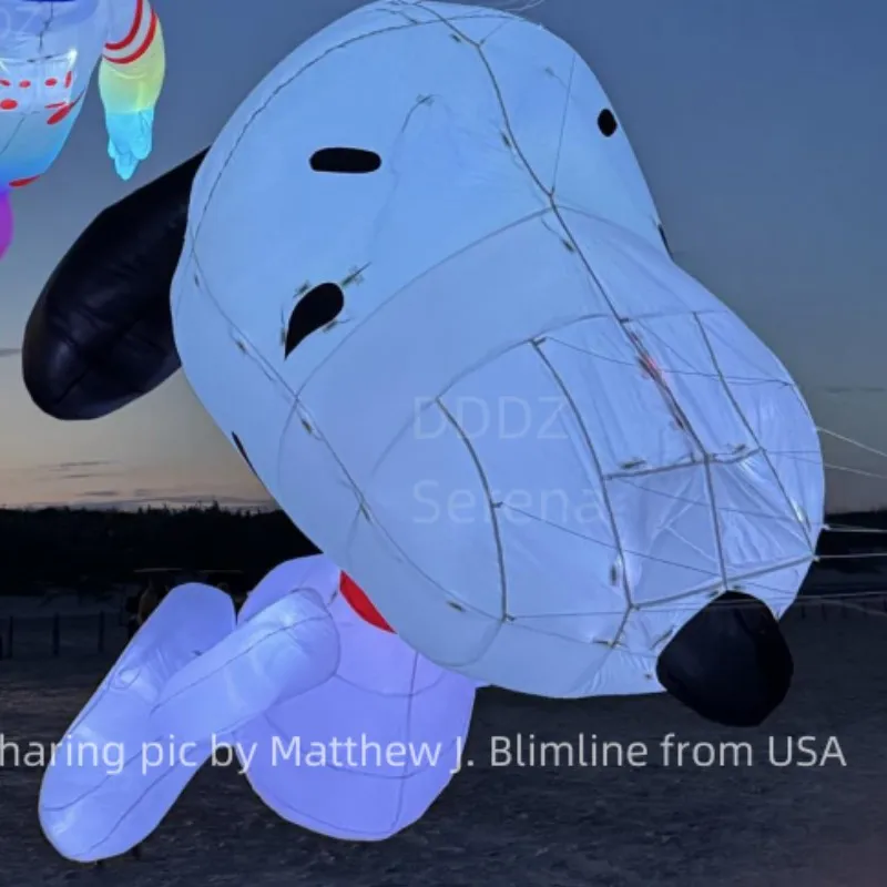 Colgante de lavandería de línea inflable suave para pipa de perro LED de 3,7 m para pipa de adulto volando por la noche en alto brillo con LED de esquina redonda