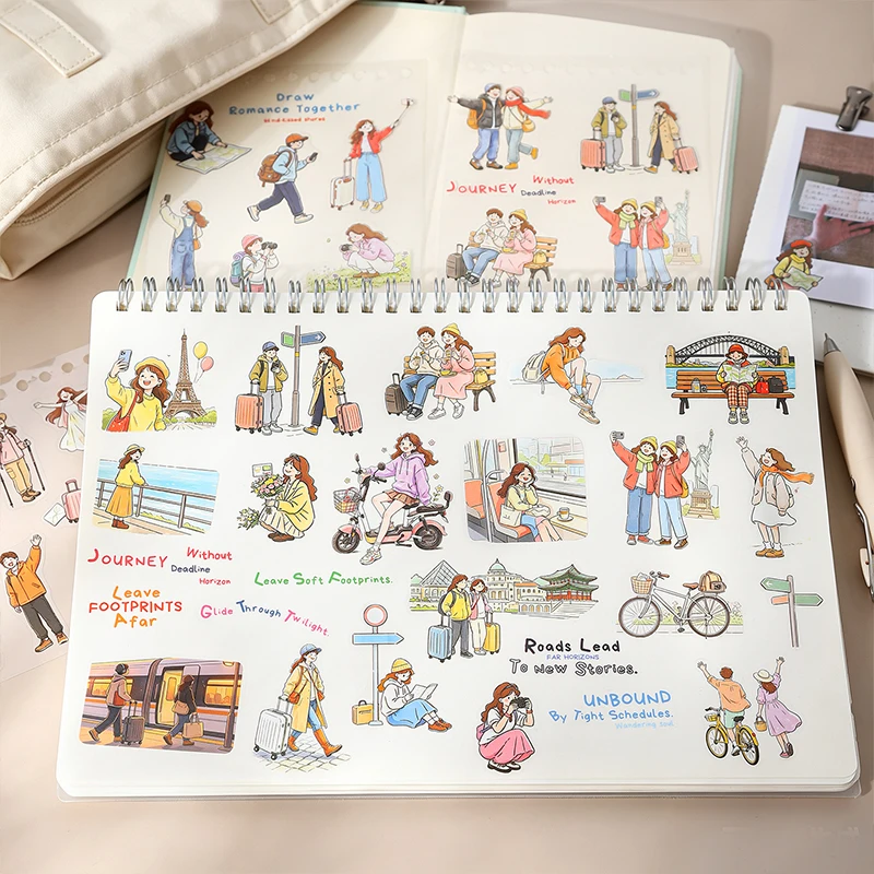 Mr Paper 40pcs Meaning of Travel Series DIY Journal Character Sticker Book City Travel Check-in Decoration Supplies Stickers