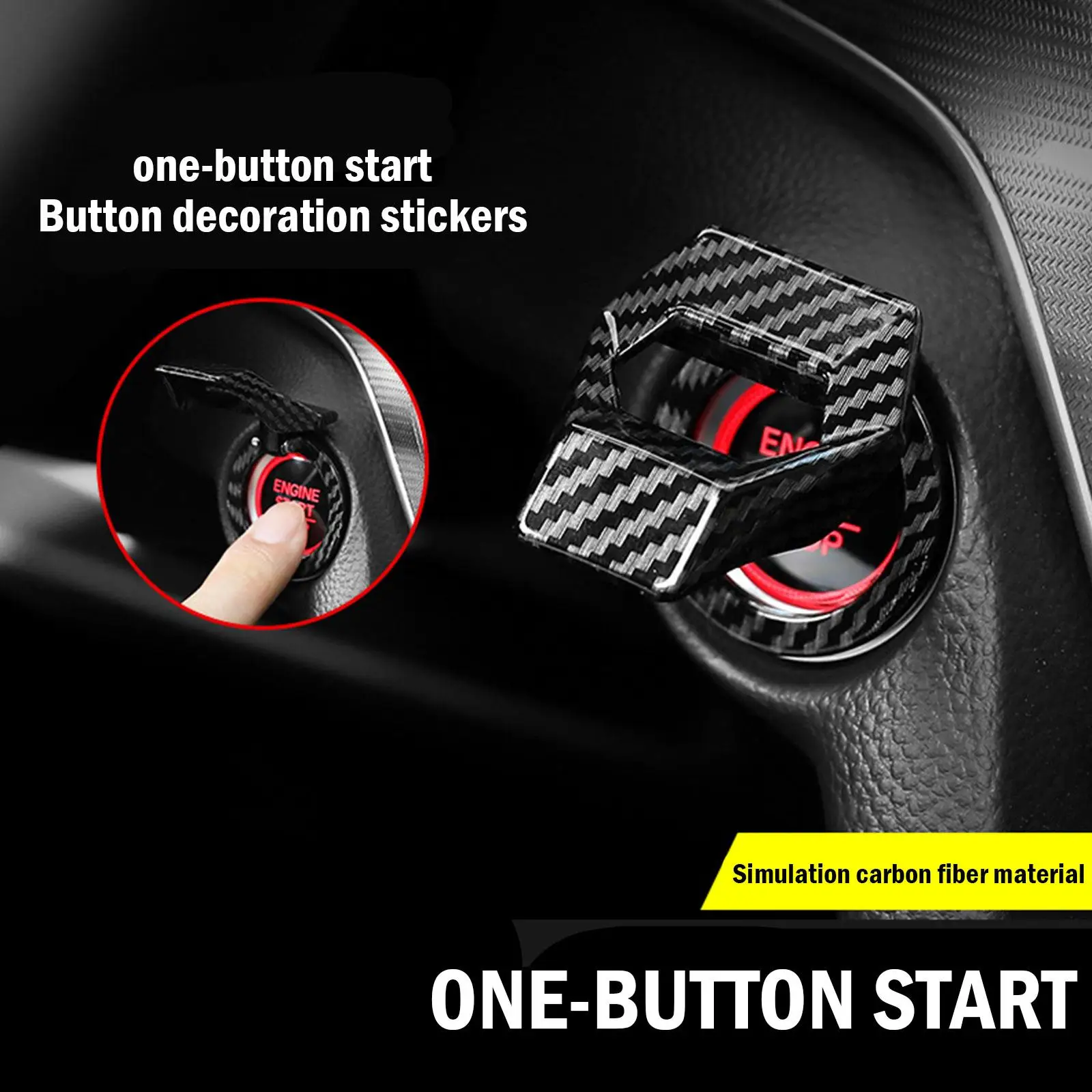 Car Interior One-Key Start Ignition Engine Stop Push Switch Button Protective Cover Sticky Cover Car Interior Decoration