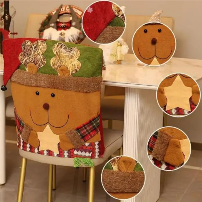 AF95-عيد الميلاد كرسي مجموعة الديكور كرسي مجموعة البراز تمثال غطاء كرسي المطبخ مطعم عيد الميلاد الديكور #4