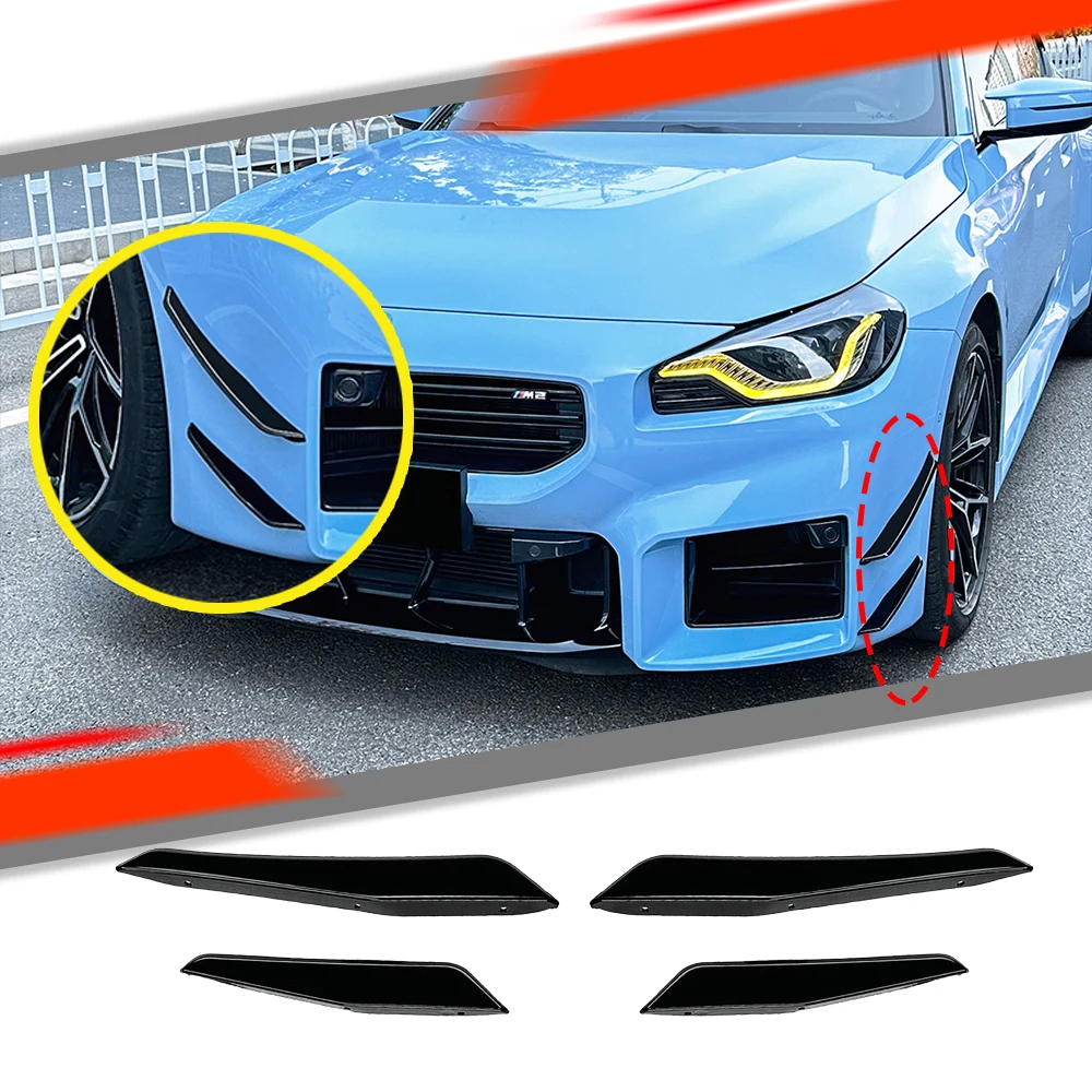 For BMW M2 G87 2023-2025 Car Front Bumper Wind Knife Splitter Spoiler Canard Air Knife Side Skirt Spoiler Surround Trim