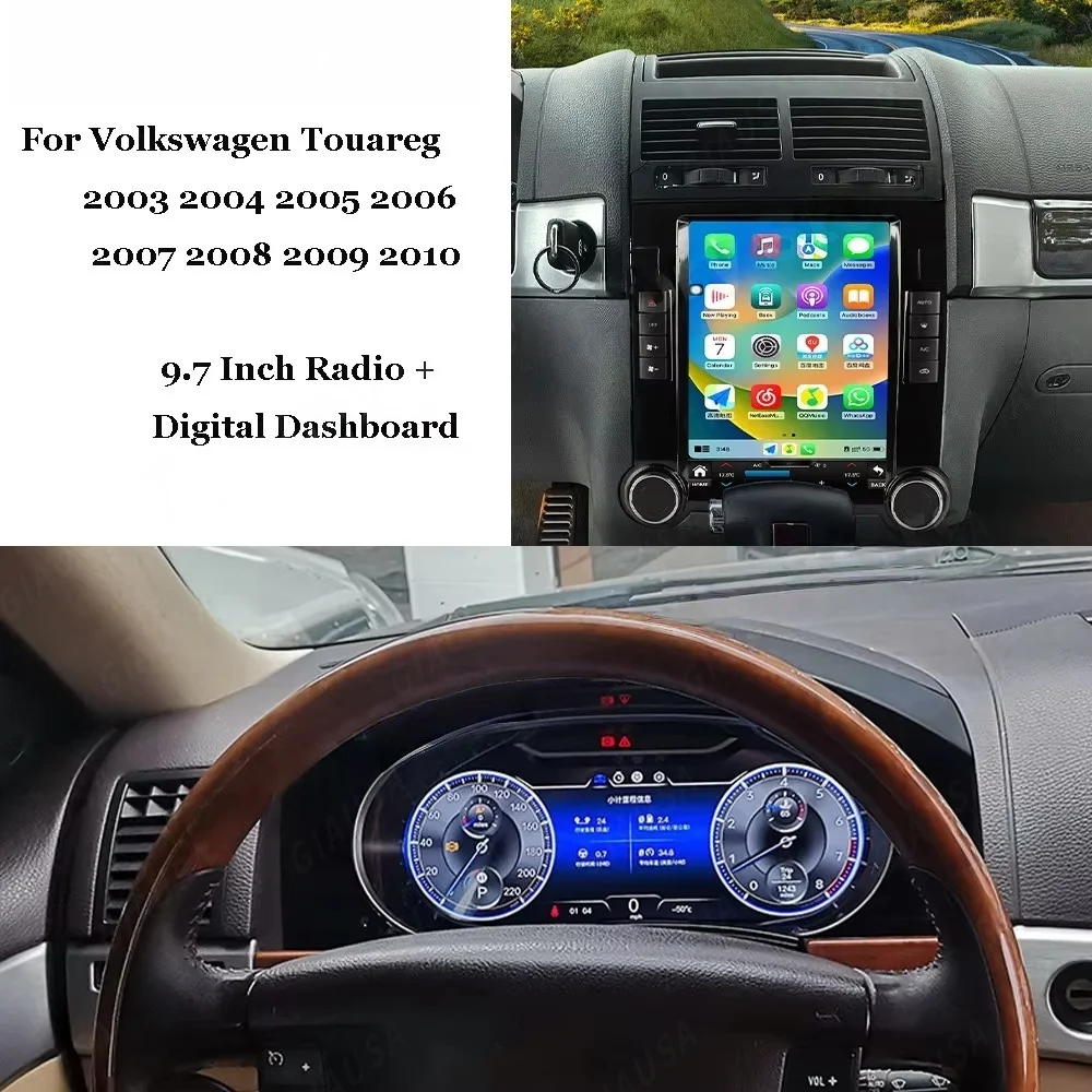 

Автомобильный радиоприемник для Volkswagen Touareg 2003 ~ 2010 Android 13 стерео carplay с вертикальным экраном мультимедийный плеер GPS-навигация головное устройство