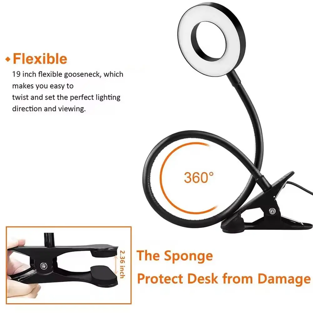 LED Desk Lamp Clip Study Lamp USB Book Lamp Eye Protection Student Reading Supplementary Light Desktop Clip Lamp