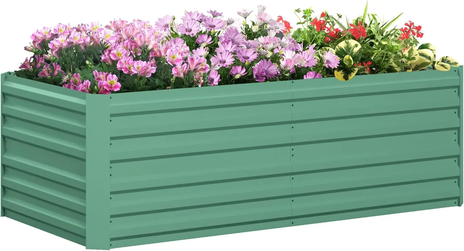 

Galvanized Raised Garden Bed Kit with Reinforcing Bars, Large and Tall Metal Planter Box for Vegetables, Flowers and Her