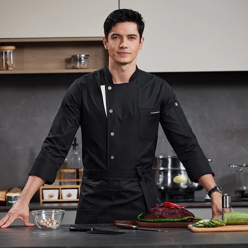 Men Professional Chef Uniform Autumn Winter Restaurant Cooking Tops Chef Jacket Kitchen Shirts Food Catering Waiter Workwear