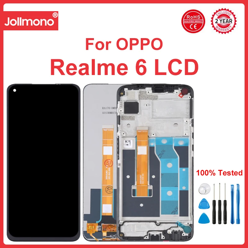 

6.5" For Realme 6 LCD Display Touch Screen With Frame Digitizer Assembly Replacement Parts Realme6 RMX2001