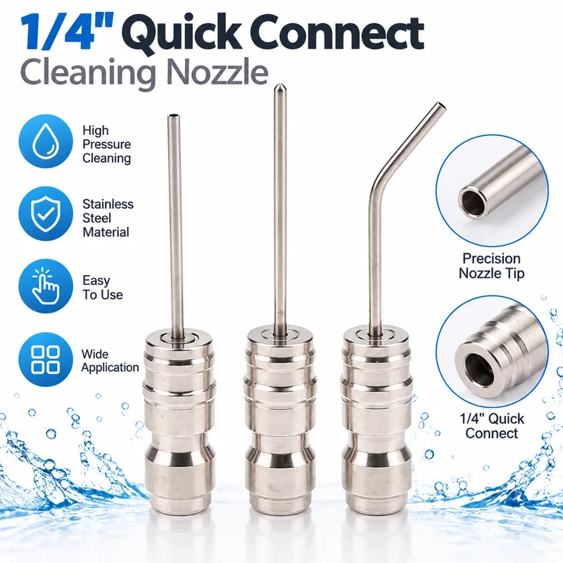 High Pressure Cleaning Needle Nozzle 1/4 Inch Quick Connect Slim Water Jet Sprayer For Car Washer AC Coil Deep Cleaning