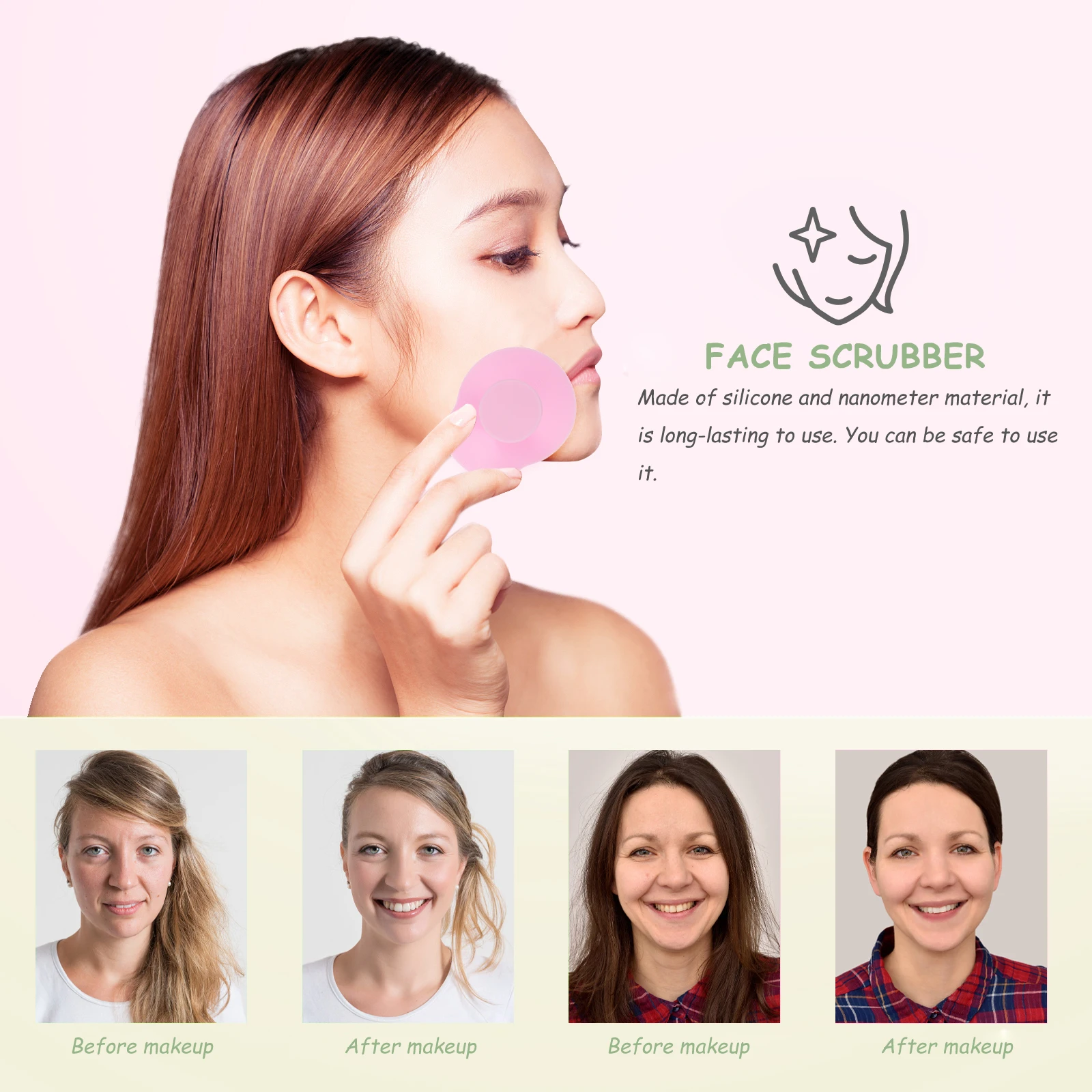 

Silicone Face Scrubber Manual Facial Cleansing Brush Exfoliator Face Washing Cleaner Deep Cleaning Brush Cleanse Exfoliator