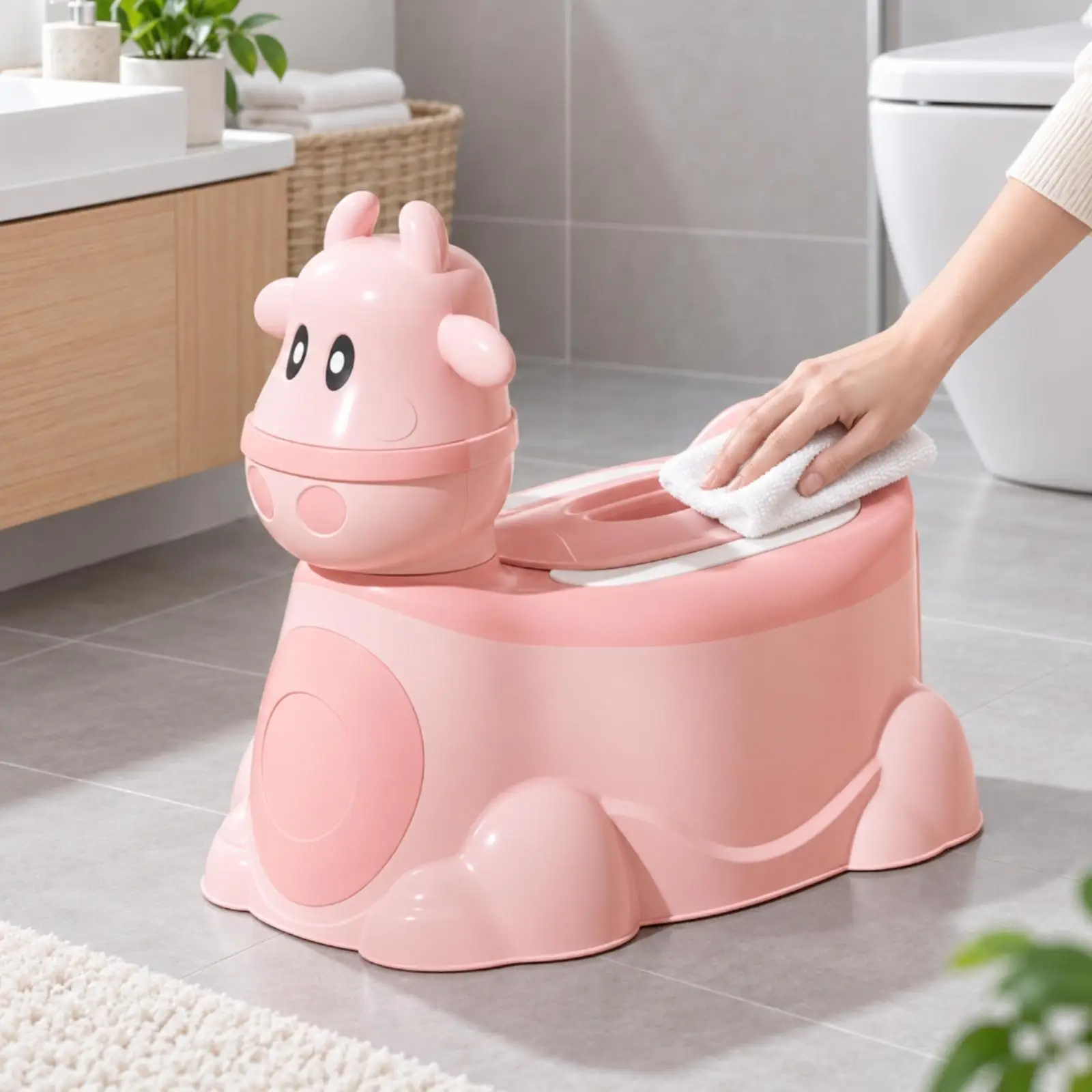 Children Toilet Training Potty with Pull Out Drawer Animal Design for Toddler Boys Girls Home Use