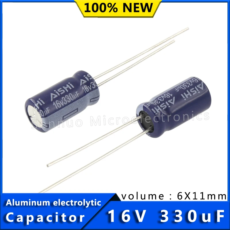 10Pcs New 16V 330UF 6*11 6x11mm Aluminum Electrolytic Capacitors 330uf 16V Electrolytic Capacitors