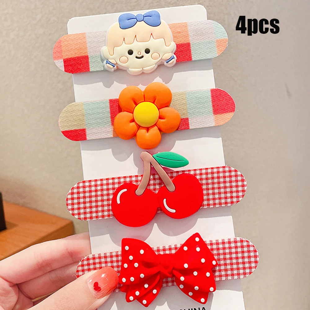 2/3/4pcs Children's Hair Patch Cartoon Velcro Hair Patch Hairband Patch Hair Clip Headwear Bow Hair Accessories