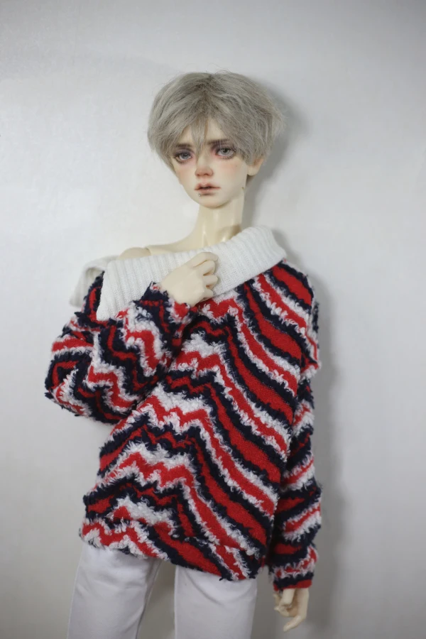 BJD Doll Clothes Red White Black Hairy Big Collar Off Shoulder Hoodie For 1/3 1/4 BJD SD DD MSD MDD SD13 SD17 POPO68 Uncle SSDF