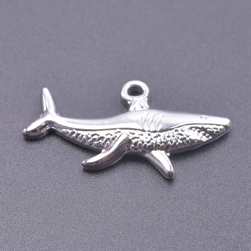 Fashion Animal 5pcs/Lot Stainless Steel Shark Pendant For Jewelry Making Supplies Rainbow/Silver/Gold Color DIY Earring Keychain