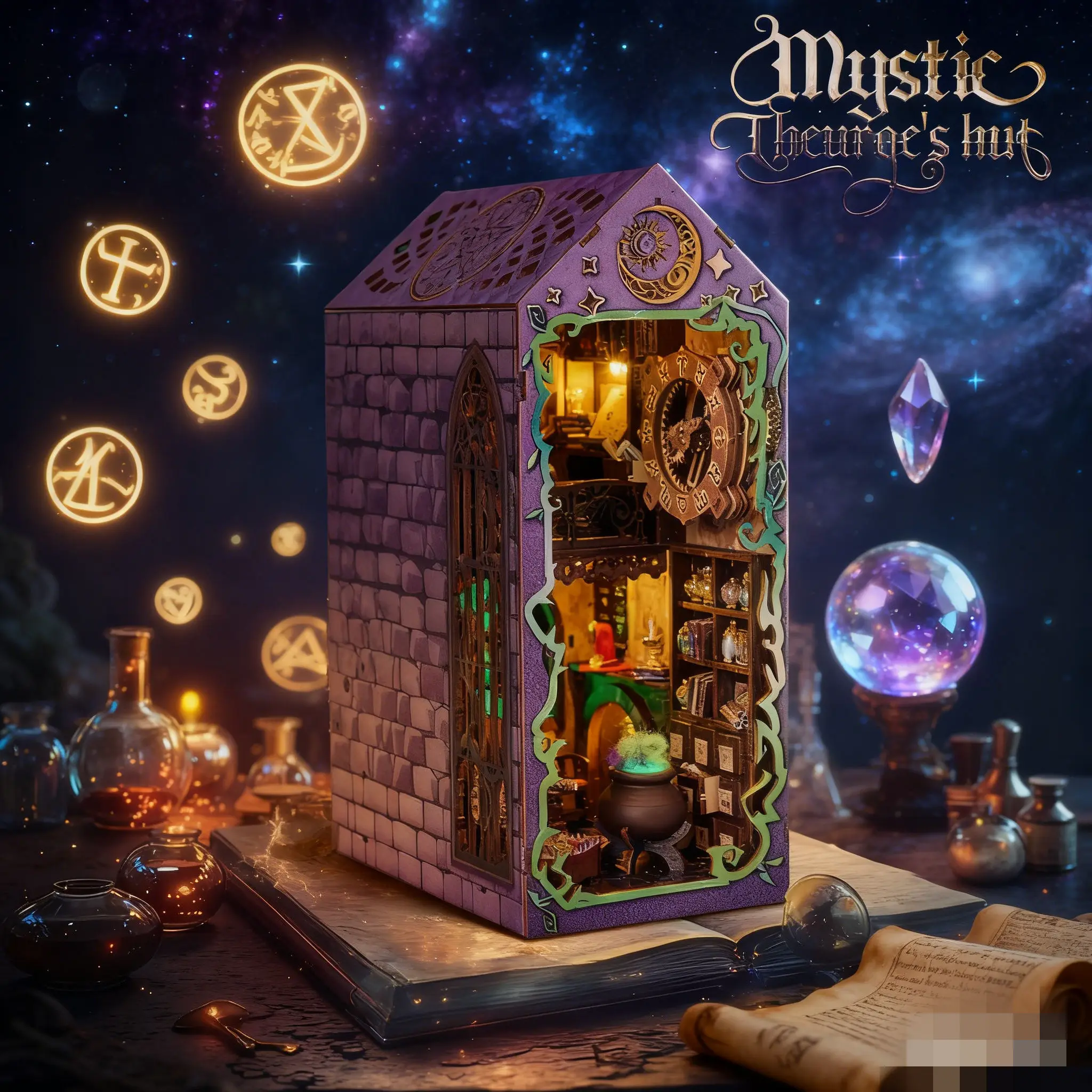 2025 جديد لتقوم بها بنفسك منزل الساحر السحري Bookend ثلاثية الأبعاد تجميع ستيريو نموذج مصغر لعبة معمارية هدية إبداعية #1