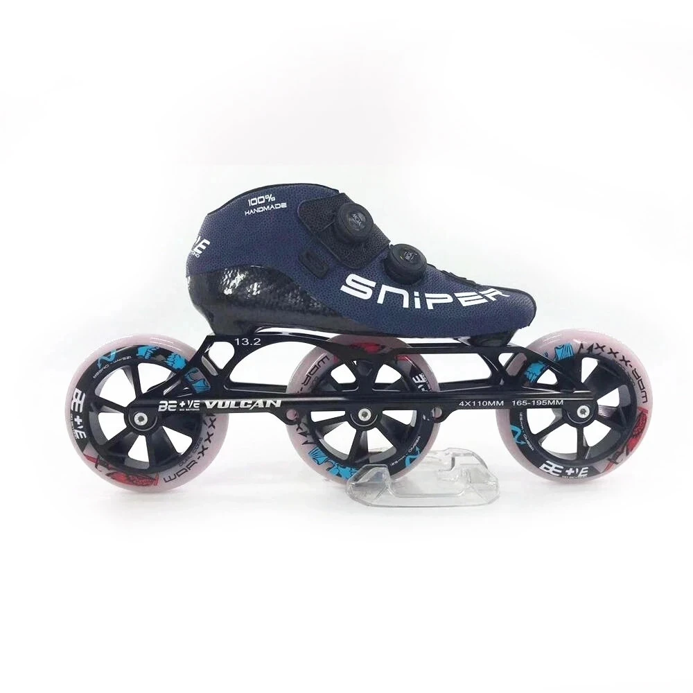 Original BE+VE 3 wheels Inline Speed Skates 3X110mm Race SNIPER Vulcan 110mm Skating Shoes Marathon Roller skates Cado Dual-hard