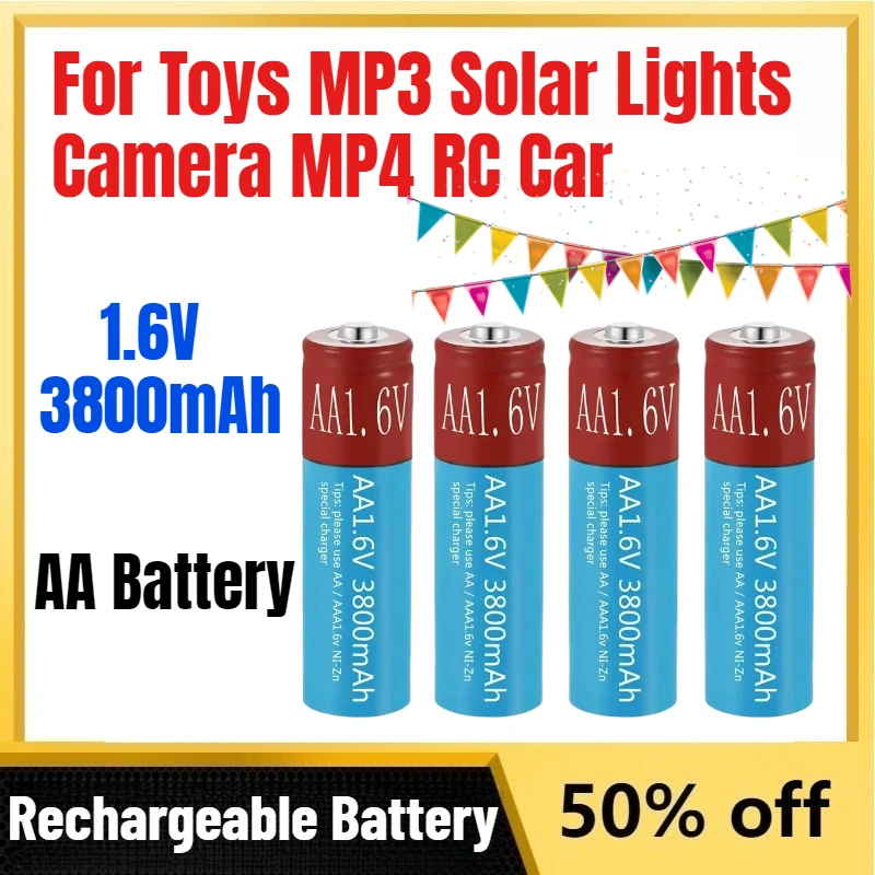 

NEW 1.6V NiZn 3800mAh Rechargeable Battery 1.6V AA Battery for Toys MP3 Solar Lights Camera MP4 RC Car A-grade Battery Cell