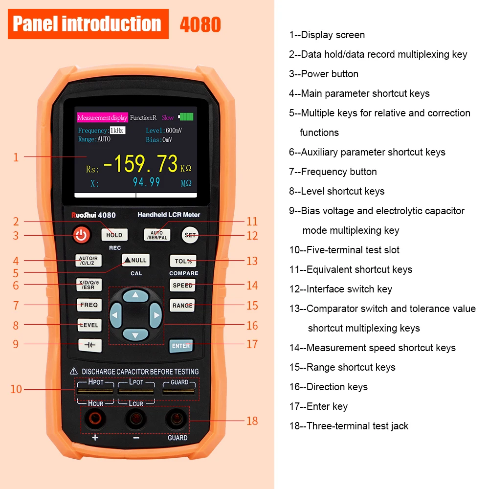 Handheld LCR Meter Digital Bridge Capacitance Inductance Resistance Multimeter Tester ESR Calibration With USB Super Capacitor