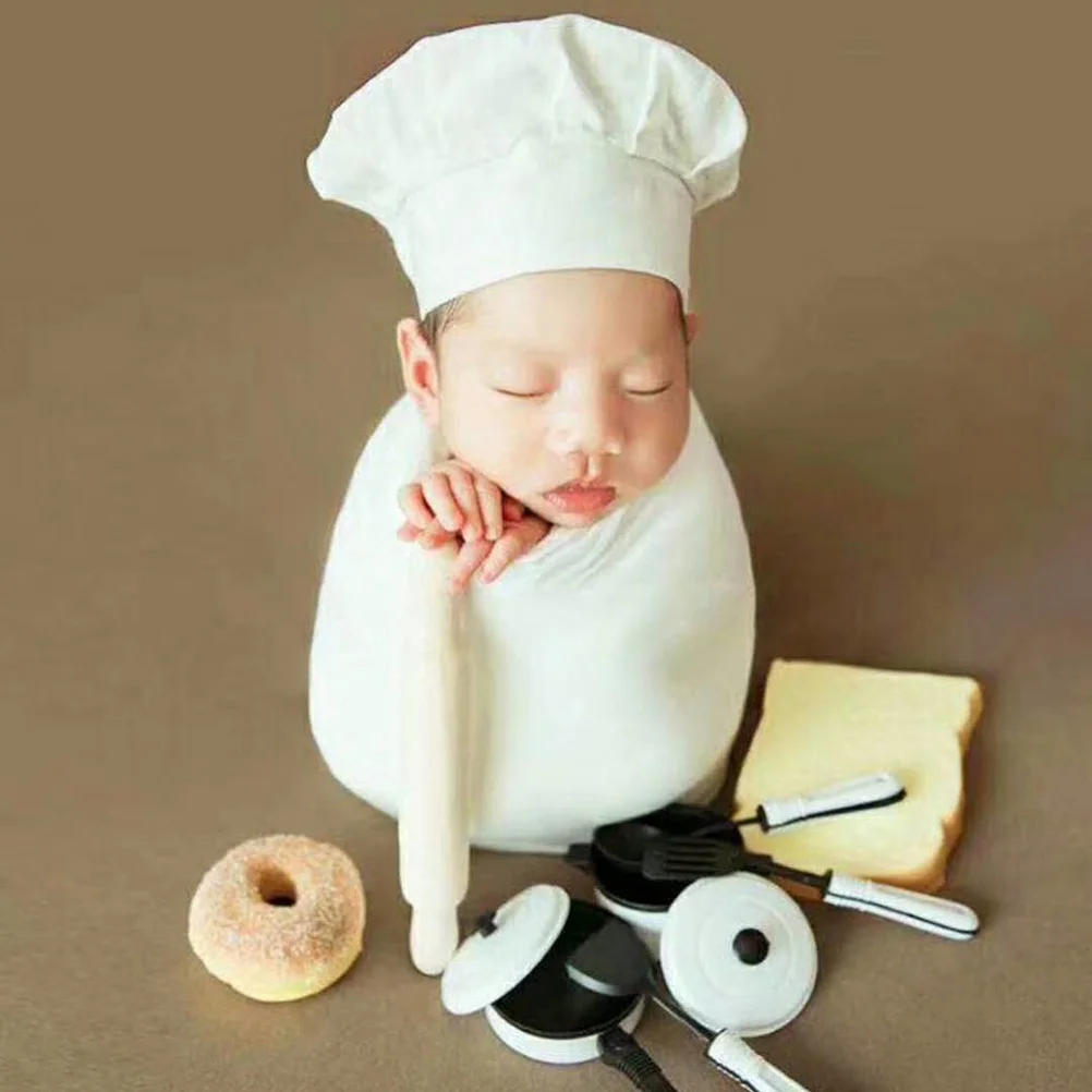 Baby Photo Props Chef Hat Headgear Hats for Babies Cosplay Party Costume Accessory Newborn Child