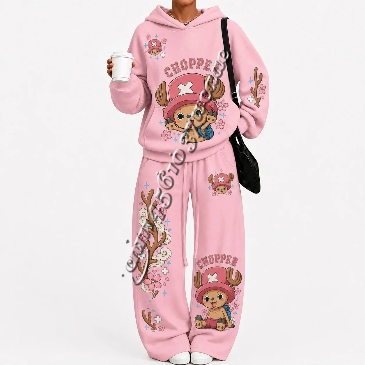 Neuer Anime One Piece Unisex Herbst-Winter-Serie Amerikanischer Streetwear Hoodie und Weite Hose Übergroßer Trainingsanzug Familien-Set – Detail 8
