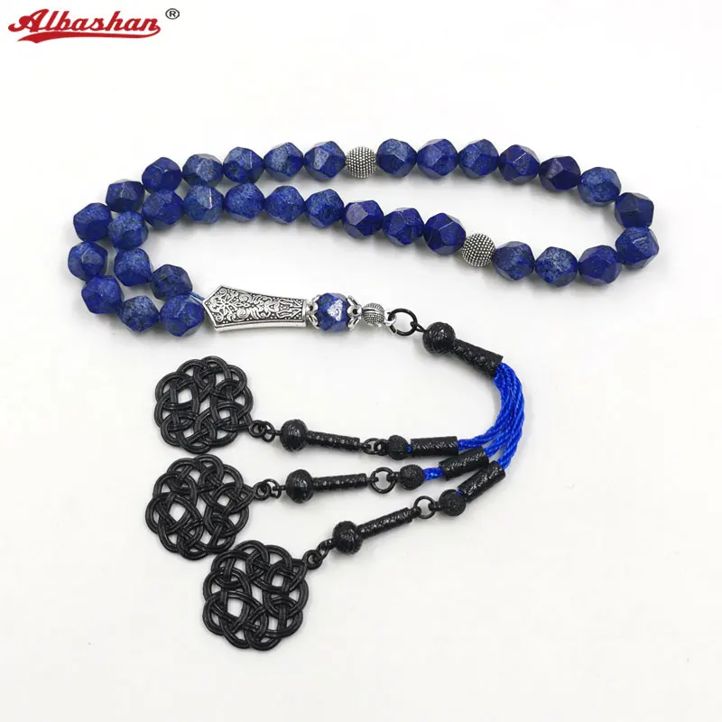 

Tasbih Rhombus Shape Beads Lapis Lazuli Blue Stone Muslim Misbaha bracelet Rosary islamic Eid Gift