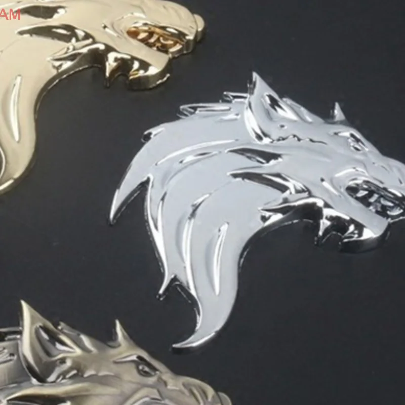 Autocollant de voiture en métal tête de loup, Badge Totem de loup, Logo de voiture modifié, autocollant tête de loup, Logo de loup en métal