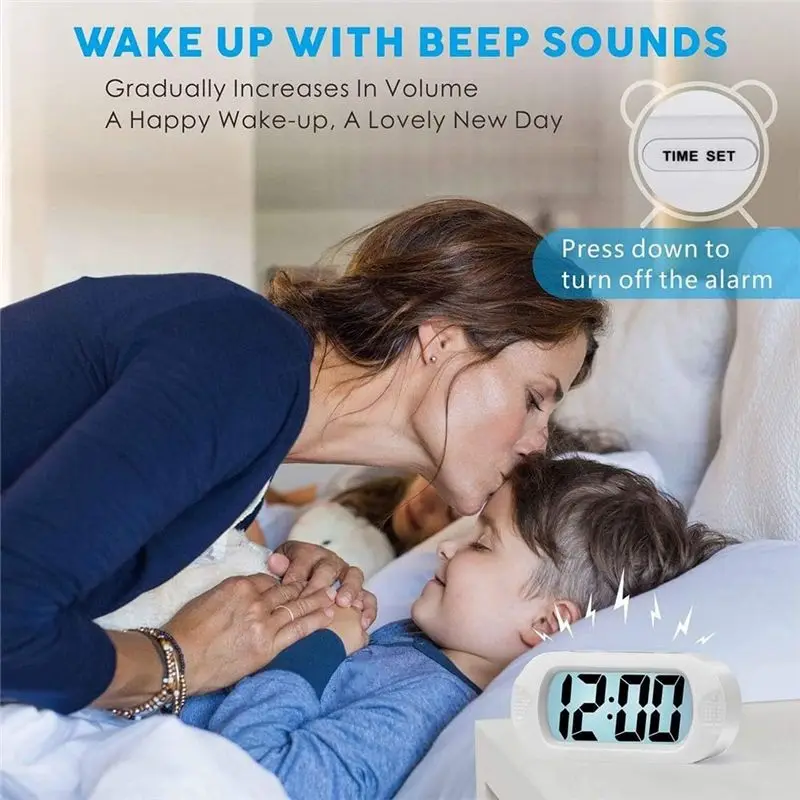 AT63-Sleek Travel Friendly Digital Alarm Clock With Easy To Read Large Numbers & Night Light Option