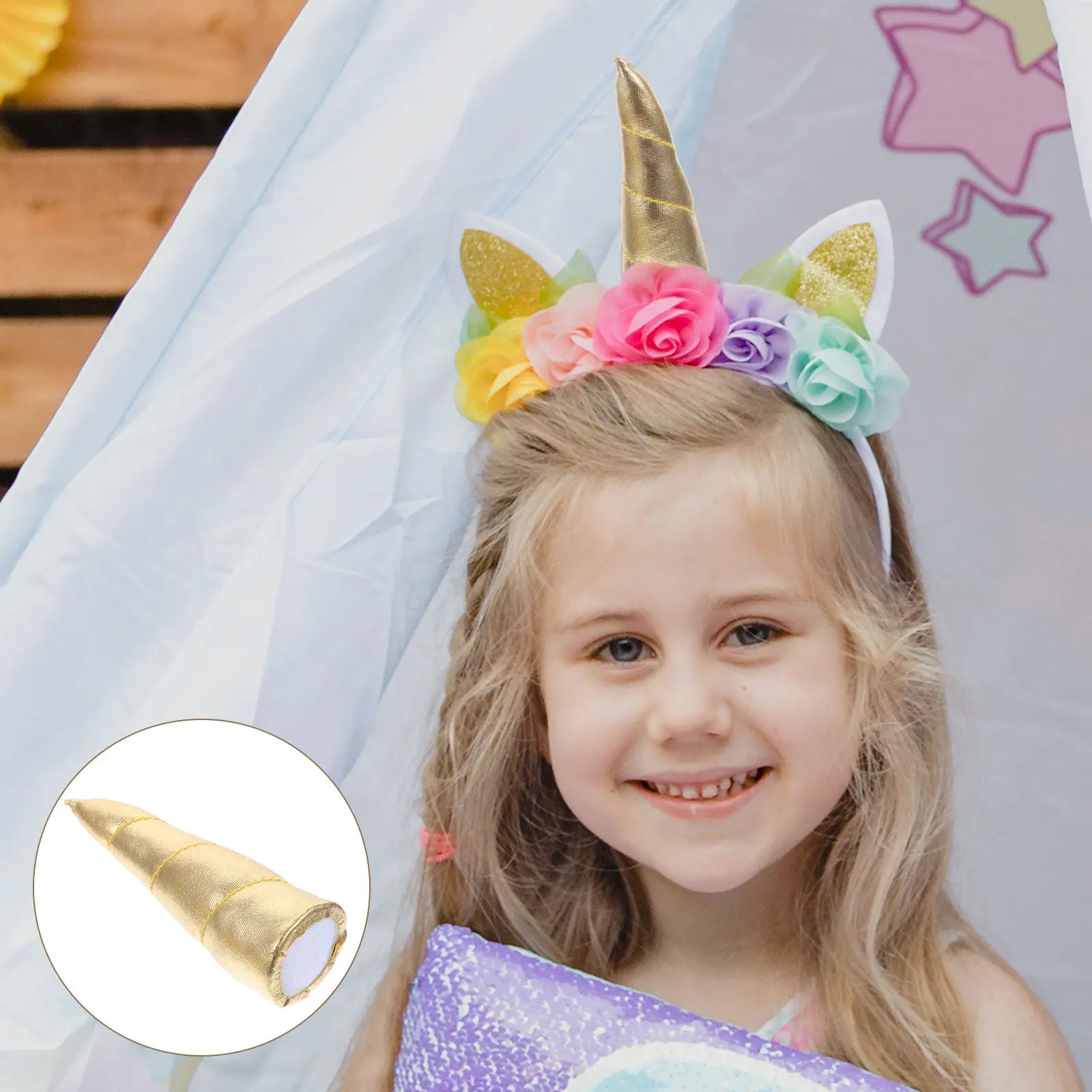 10Pcs Unicorn Horn Headwear Decor DIY Hair Clip Horn Accessories for Headbands Hats Hairpins Headdress Making Craft Supplies