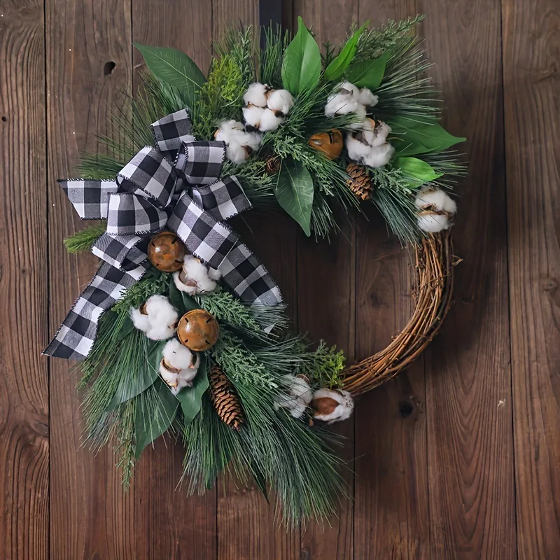 

Рождественские украшения, подвесная дверь, имитация венка, венок из листьев баньяна