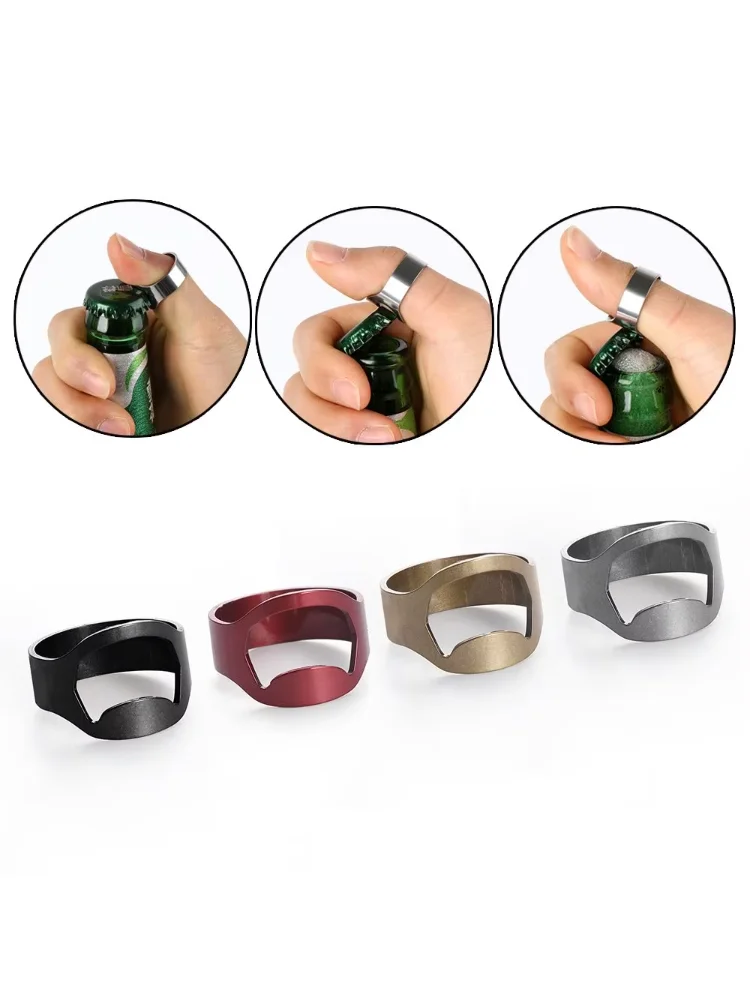 1Pc Unique Beer Bottles Opener Portable Finger Ring Design Jars Lid Remover Stainless Steel Kitchen Tool Bar Supplies Gadgets