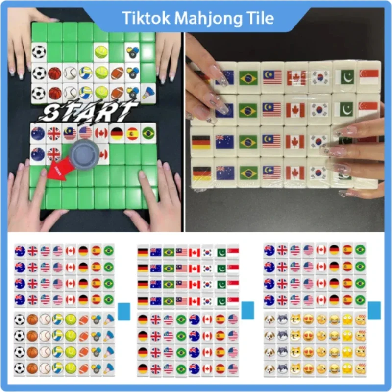 

30mm Large Tiles Seaside Escape Sanrio Mahjong Set TikTok Hello Kitty Emj Flag Popular Game Kids Toy Easter Eggs Halloween Gifts