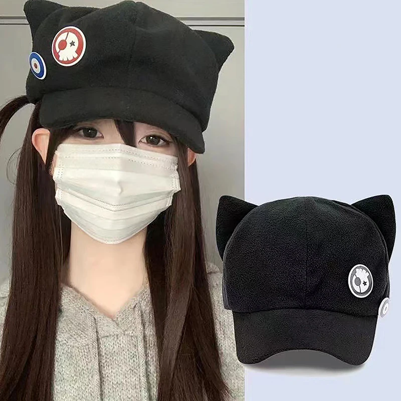 Shikinami Asuka Rangure Soryu Cat Ear Hat Cartoon Baseball Cap Anime Cosplay Costumes Accessories Gifts