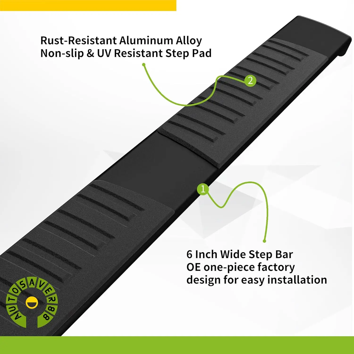 6-inch Running Boards for 2024-2026 Tacoma Double/Crew Cab, Textured Black Carbon Steel, Durable Side Step Rails