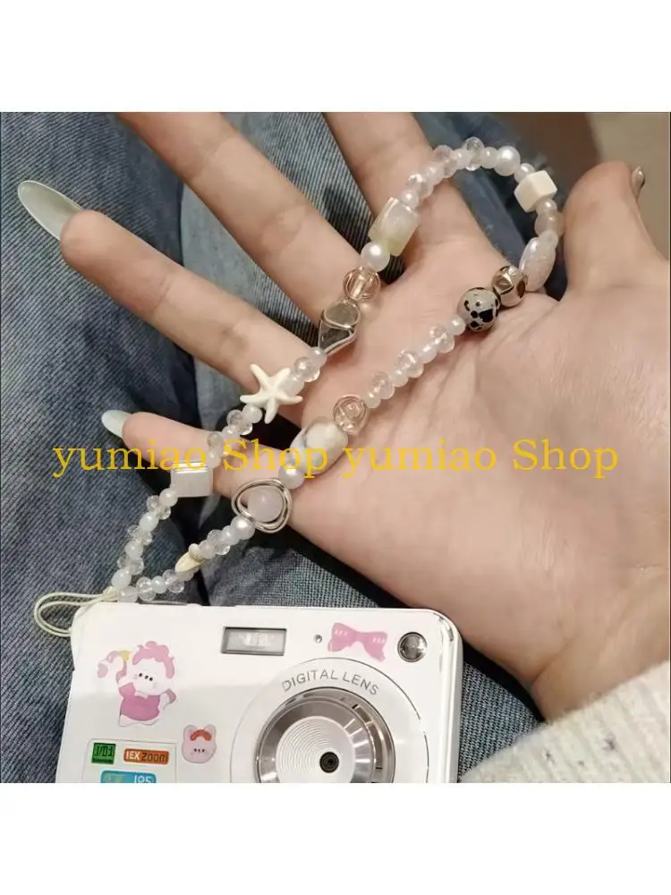 587B Elegant Plastic Beaded Keychain Pendant Chain Strap Fashion Cellphone Rope Women Telephone Lanyard Jewelry