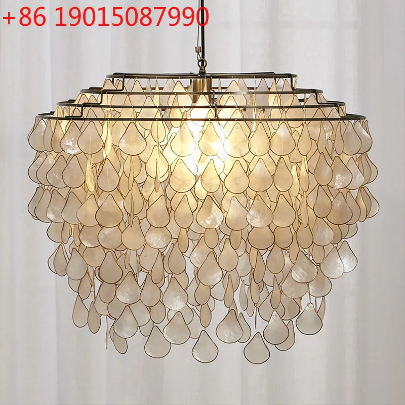 

Французская средневековая люстра из ракушек, романтическая и простая, зеркальная ракушка в стиле ретро, индивидуальный дизайнер