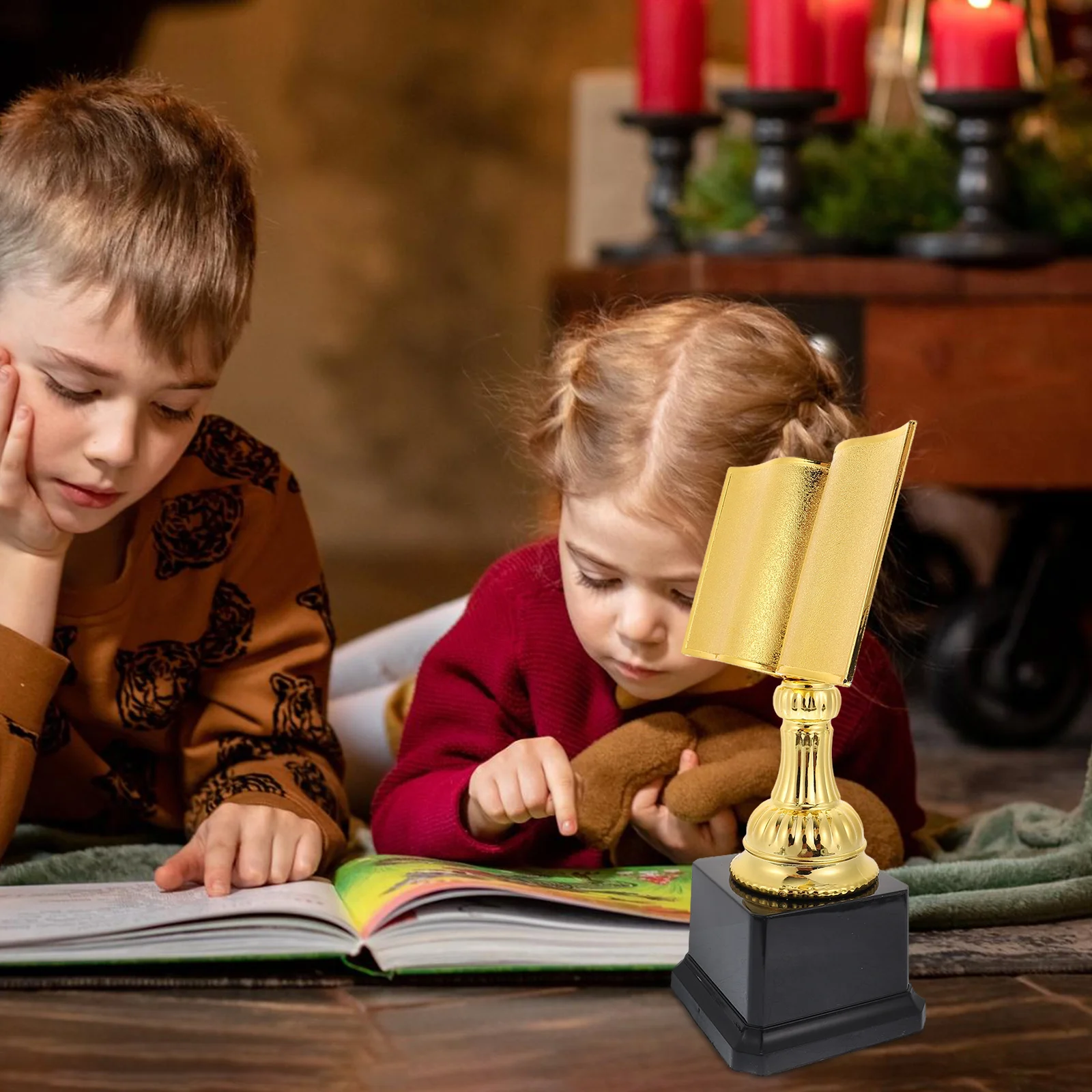 Trofeo de estrella de lectura, premios para niños, suministros de competición, libros de plástico exquisitos