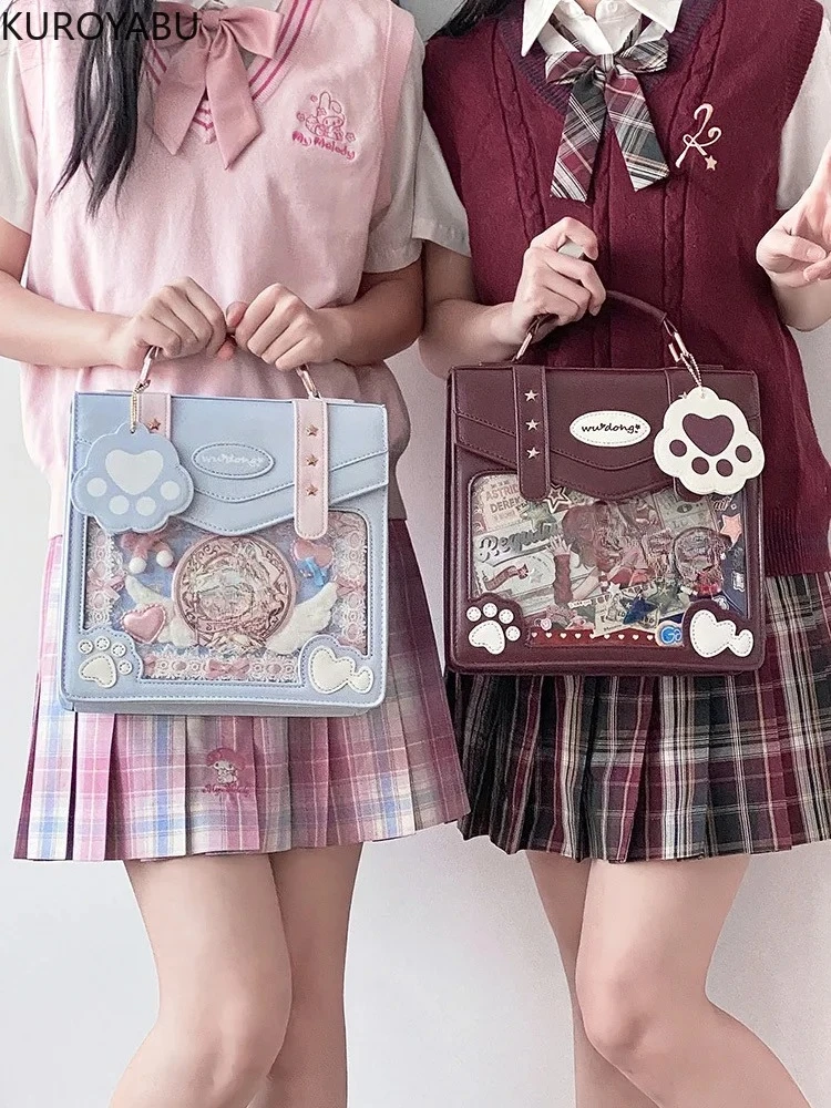 

Jk Japanese Uniform Bags Vintage Pu Leather Backpacks Women Y2k All-match Lolita Transparent Backpack Classic School Bags Girls