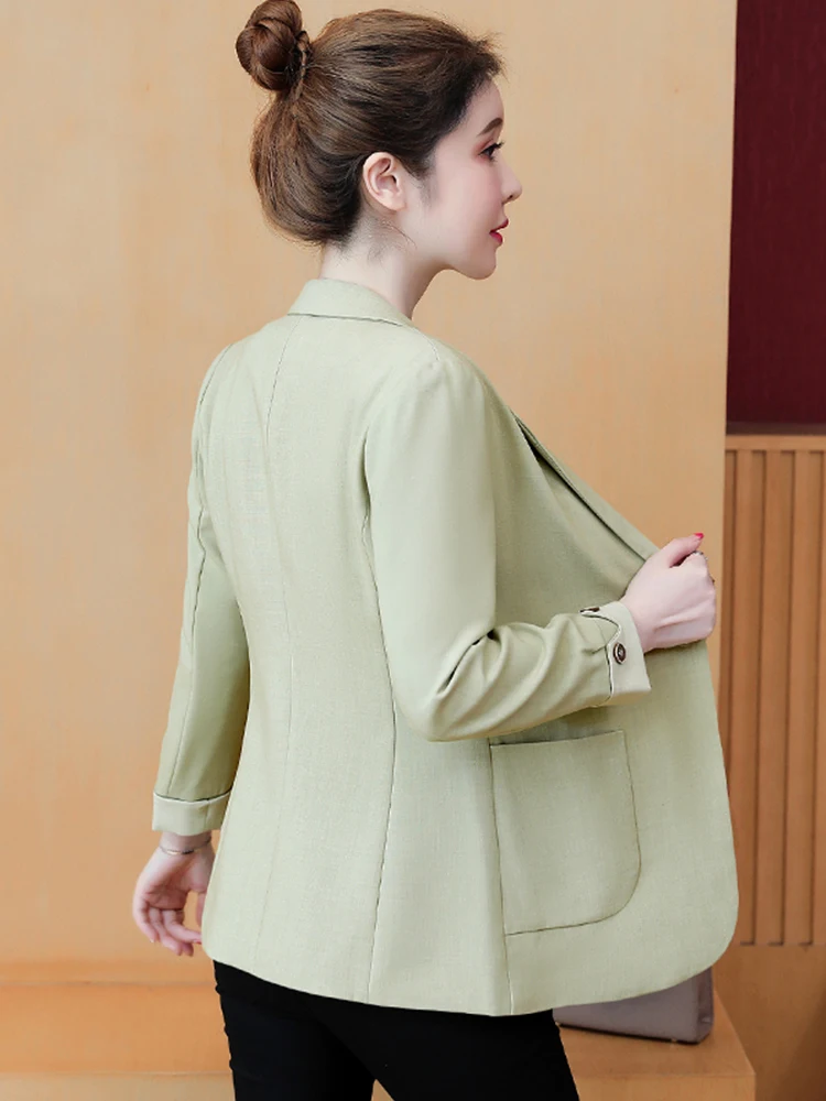 Black Short Tailored Women's Suit Jacket Spring Autumn New Style Casual Slim Fit Commute Style Long Sleeve Button Closure