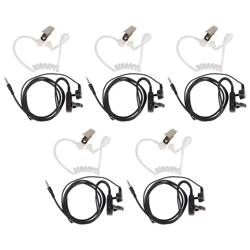 B04B-5X Surveillance Security Clear Coiled Acoustic Air Tube Earpiece PTT For Huawei HTC Sony Mobile Phone
