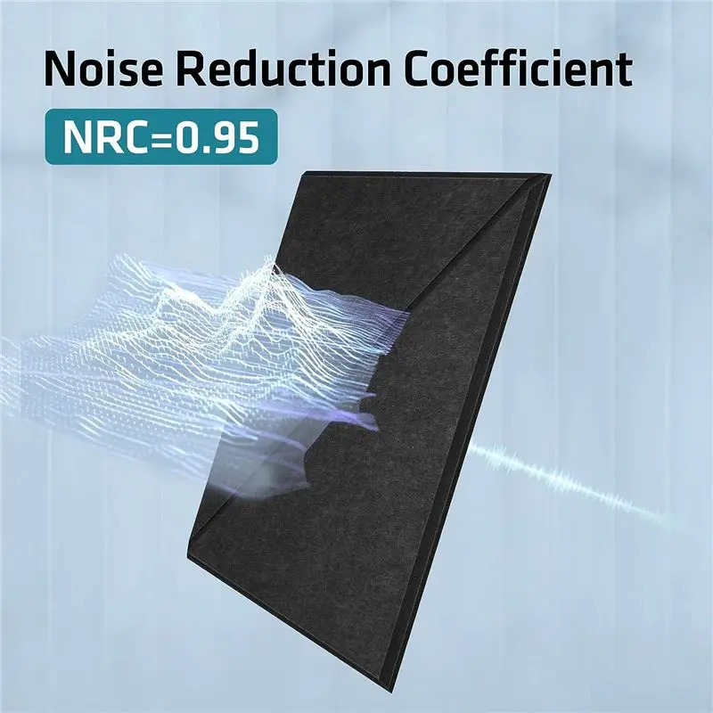AEF6-12 Pack Acoustic Panels, 12 X 12Inch Decorative Soundproofing Panels, Wall And Ceiling Acoustical Panels Black Easy Install - view 4