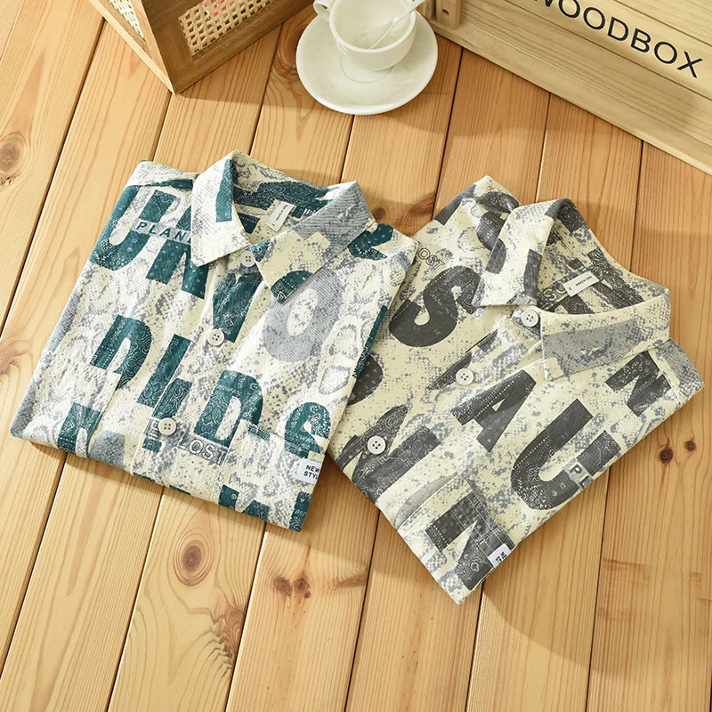 

100% хлопок, новый стиль, качественная рубашка с короткими рукавами, мужская брендовая трендовая верхняя одежда с буквенным принтом, сорочка больших размеров Homme De Luxe