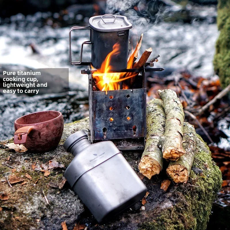 pure titanium titanium individual kettle set 1 liter folding lunch box set pot cooker kettle hanging pot pure titanium material