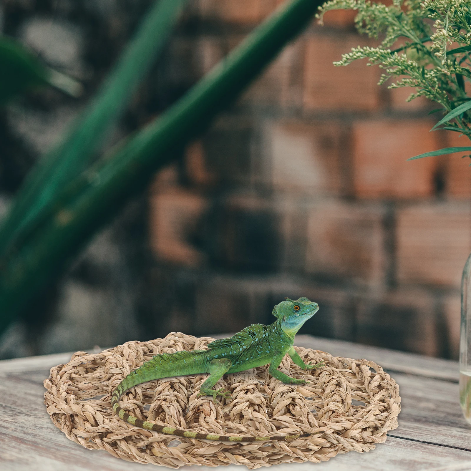 

Natural Straw Woven For Snake Crawling Habitat Removable Washable Durable Lizard Nest Bed Reptile Hammock Pad Reptile Climbing